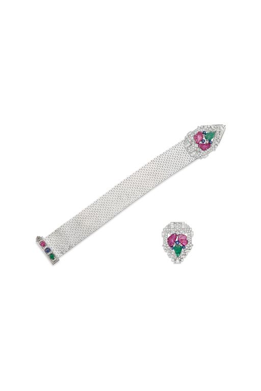 Platinum and White Gold Multi-Gem Jewelry Set