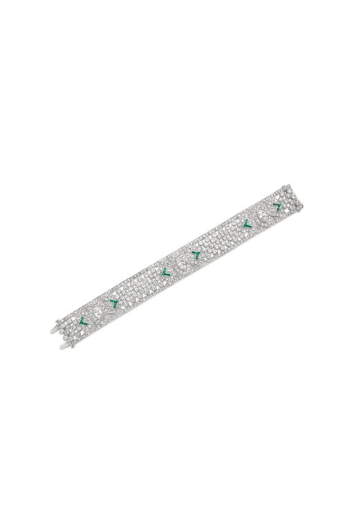 Platinum Emerald and Diamond Bracelet