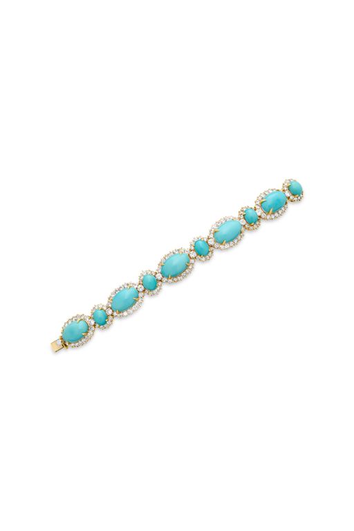 Yellow Gold Turquoise and Diamond Bracelet