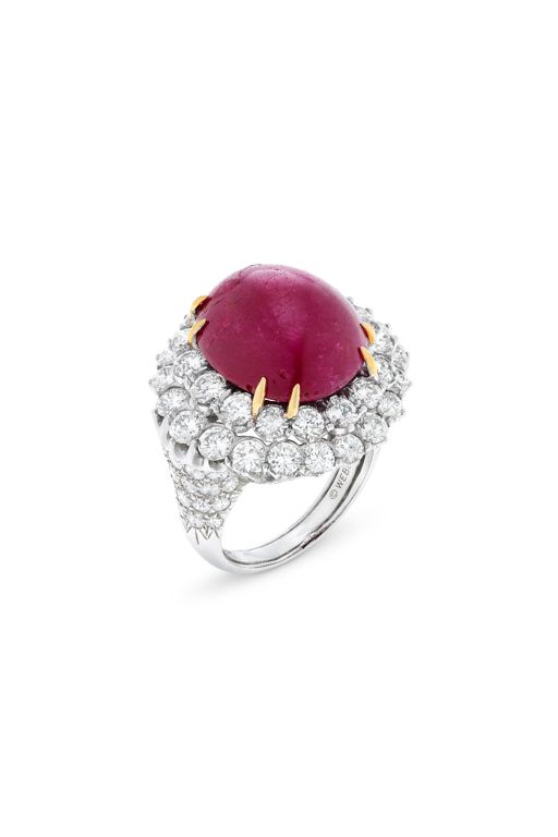 Platinum and Yellow Gold Ruby and Diamond Ring