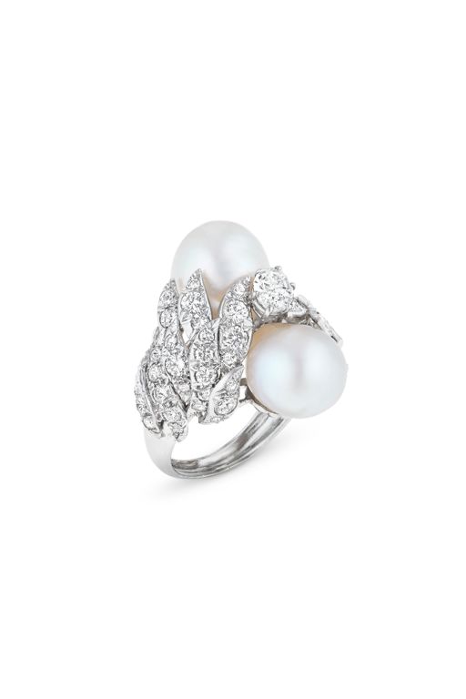Platinum Pearl and Diamond Ring