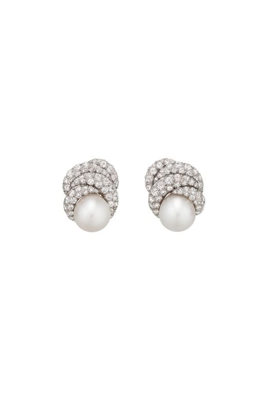 Platinum Pearl and Diamond Earrings
