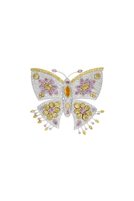 Platinum and 18k Gold Diamond Butterfly Brooch