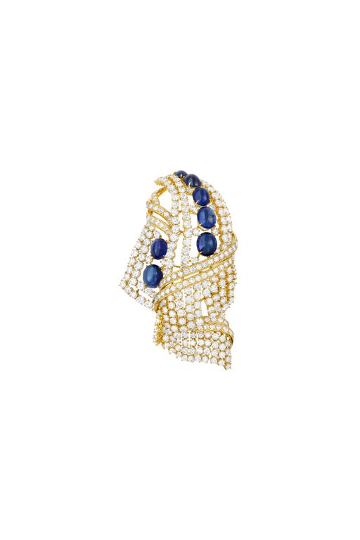 Yellow Gold Sapphire and Diamond Pendant/Brooch
