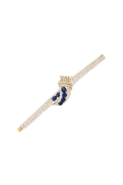 18k Yellow Gold Sapphire and Diamond Bracelet