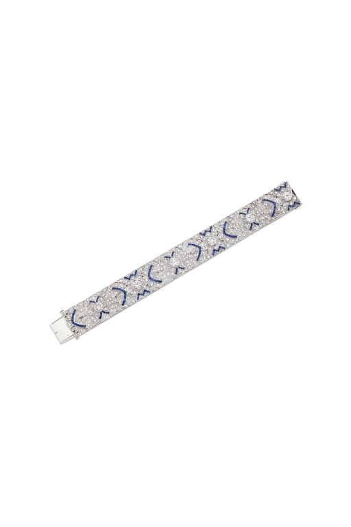 Platinum Diamond and Sapphire Bracelet