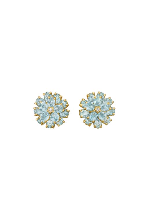 14k Yellow Gold Aquamarine and Diamond Earrings
