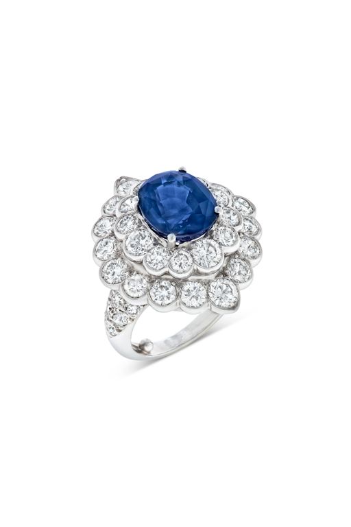 Platinum Sapphire and Diamond Ring