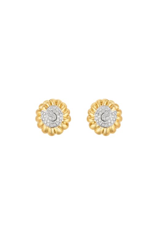 18k Yellow Gold and Platinum Diamond Earrings