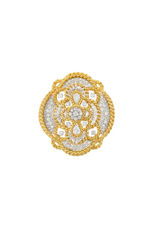 18k Gold and Platinum Diamond Pendant/Brooch