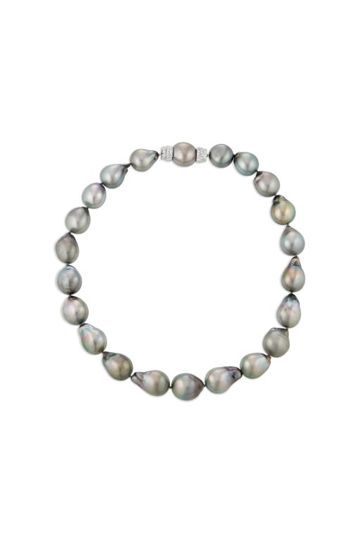 Platinum and White Gold Pearl and Diamond Necklace