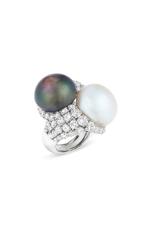 Platinum Pearl and Diamond Ring