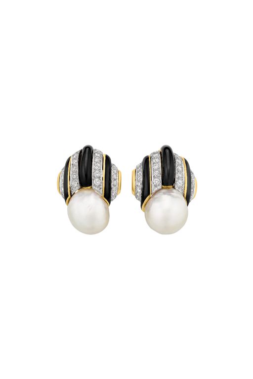 18k Yellow Gold and Platinum Multi-Gem Earrings