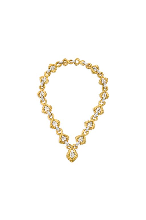 18k Yellow Gold and Platinum Diamond Necklace