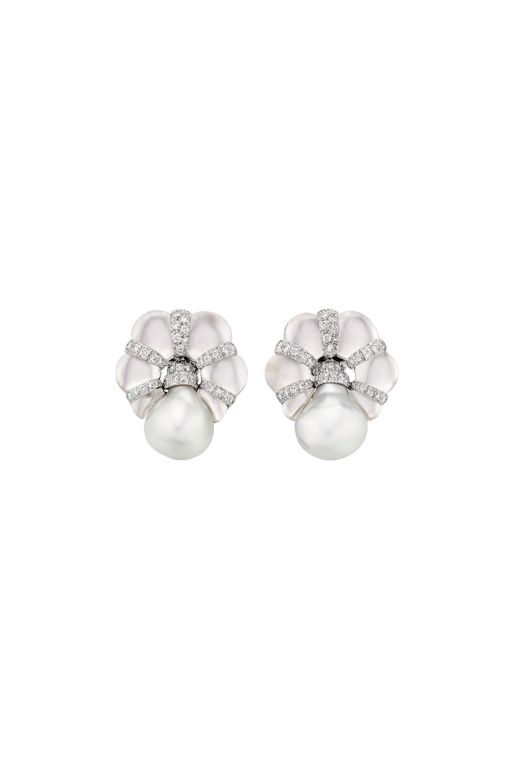 18k White Gold and Platinum Multi-Gem Earrings