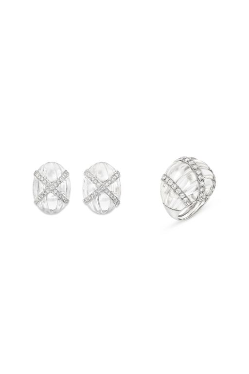 Rock Crystal and Diamond Jewelry Set