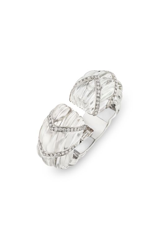 Rock Crystal and Diamond Cuff Bracelet