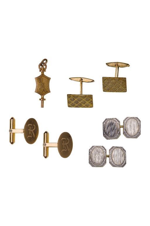 Gold Cufflinks and Pendant Jewelry Set