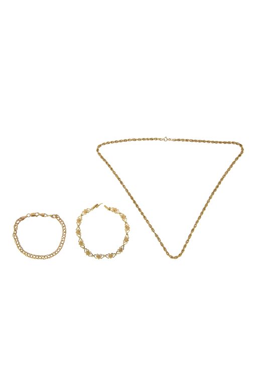 14k Gold Necklace and Bracelet Jewelry Set