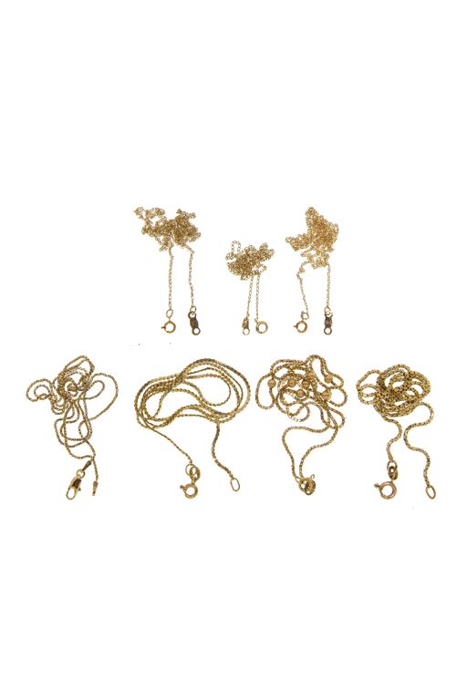 Seven 14k Gold Necklaces