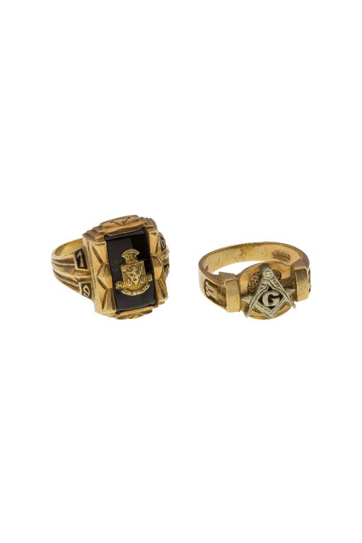 Two 10k Gold Onyx Rings