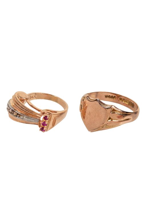 Gold Diamond and Ruby Rings