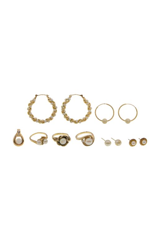 Gold Pearl Jewelry Set
