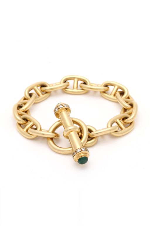 18k Gold Emerald and Diamond Bracelet