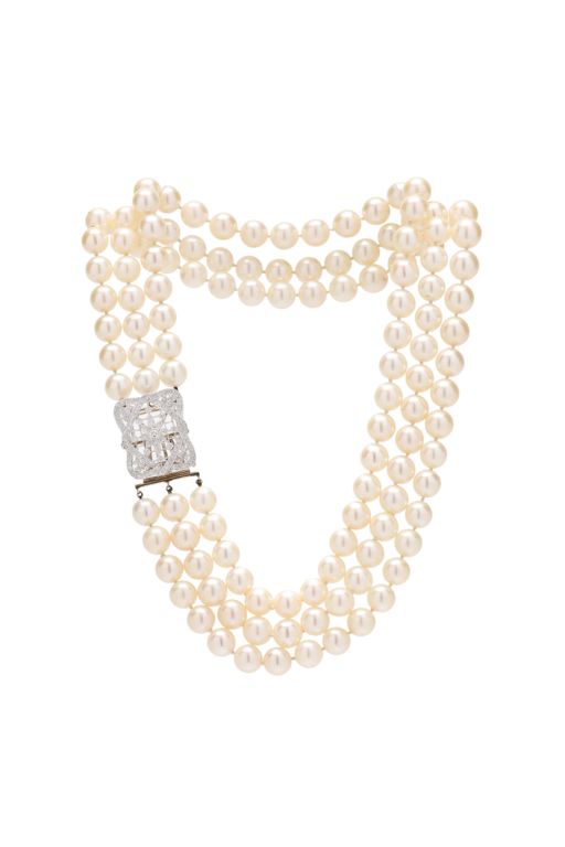 14k Gold Pearl and Diamond Necklace