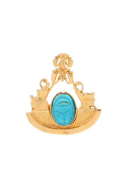 18k Gold Turquoise Pendant
