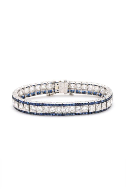 Platinum Sapphire and Diamond Bracelet