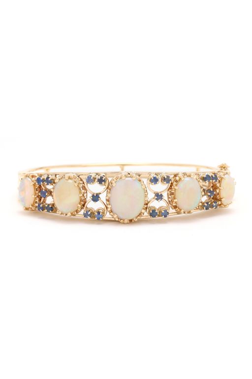 14k Gold Opal and Sapphire Bracelet