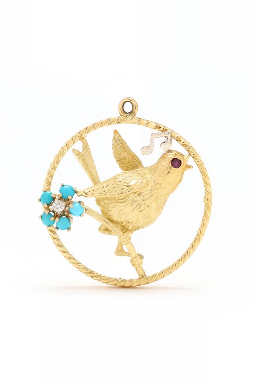 18k Gold Multi-Gem Pendant