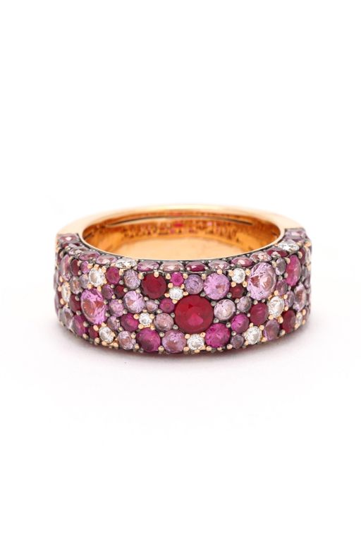 18k Gold Ruby Sapphire and Diamond Ring