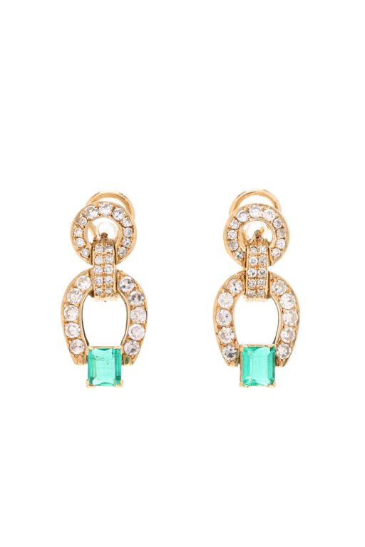 14k Gold Diamond and Emerald Earrings