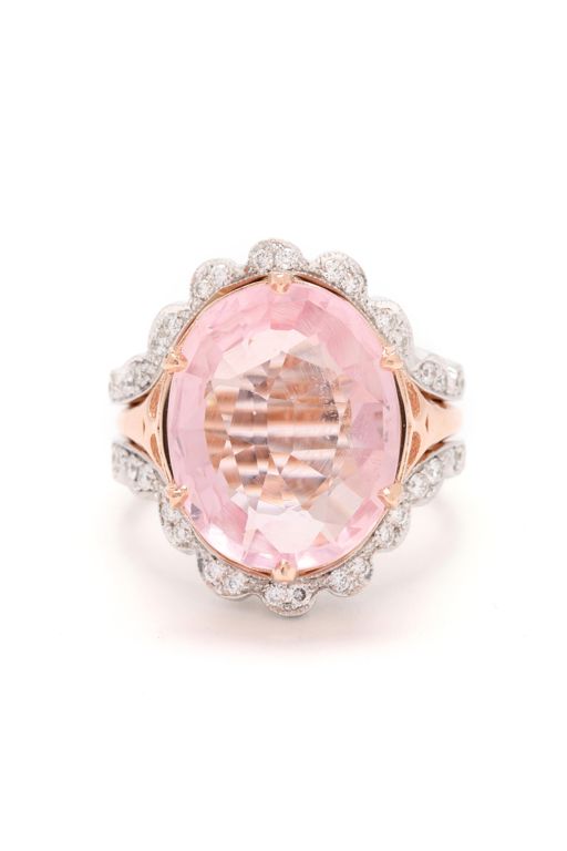 14k Gold Morganite and Diamond Ring
