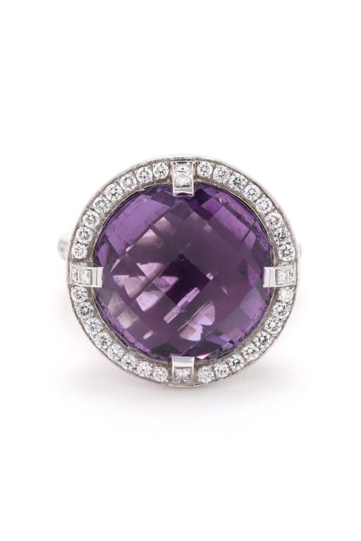 18k Gold Amethyst and Diamond Ring