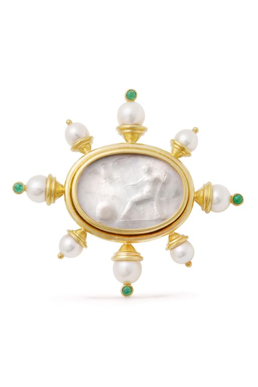 18k Gold Multi-Gem Brooch