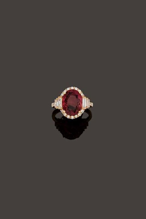 18k Gold Tourmaline and Diamond Ring