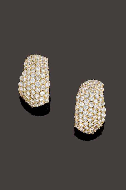 Pair of 14k Gold Diamond Earrings