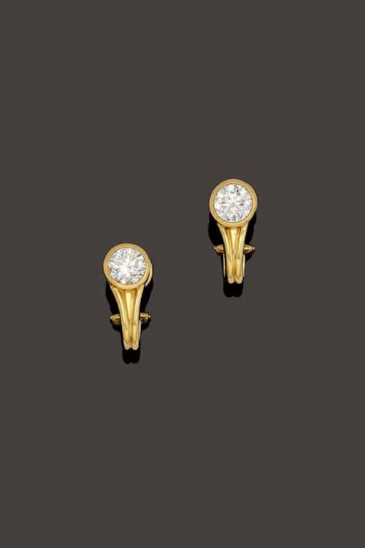 Pair of 18k Gold Diamond Earrings