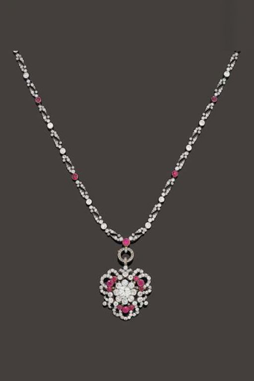 Gold and Silver Multi-Gem Pendant/Brooch Necklace