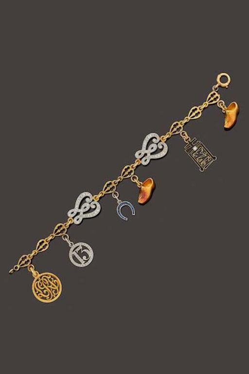 18k Gold, Platinum Diamond and Sapphire Bracelet
