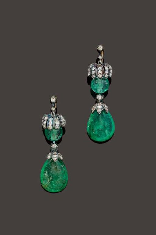 14k Gold Emerald and Diamond Earrings