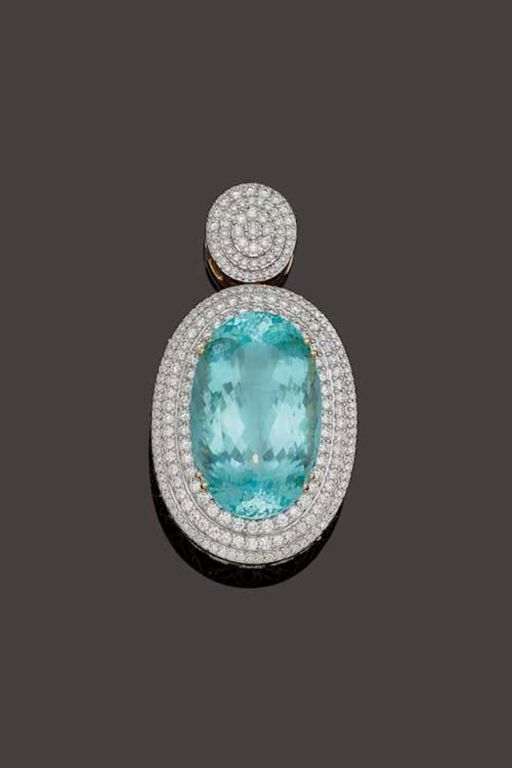 18k Gold Tourmaline and Diamond Pendant