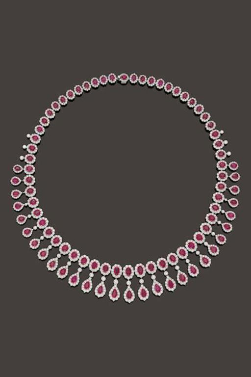 18k Gold Ruby and Diamond Necklace