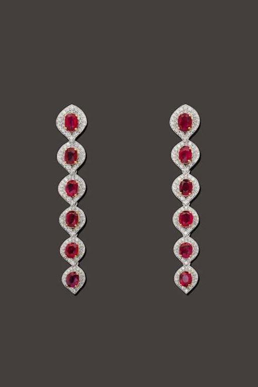 18k Gold Ruby and Diamond Earrings