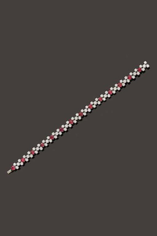 Platinum Ruby and Diamond Bracelet