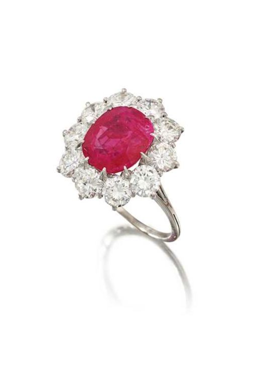 Platinum Ruby and Diamond Ring