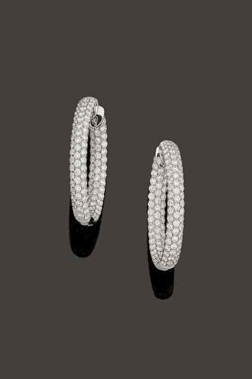 Pair of 18k Gold Diamond Earrings